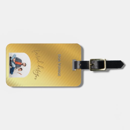 Luxury Gold Gradient Custom Photo & Name  ラゲッジタグ (正面横)