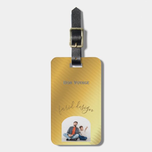 Luxury Gold Gradient Custom Photo & Name  ラゲッジタグ (正面縦)