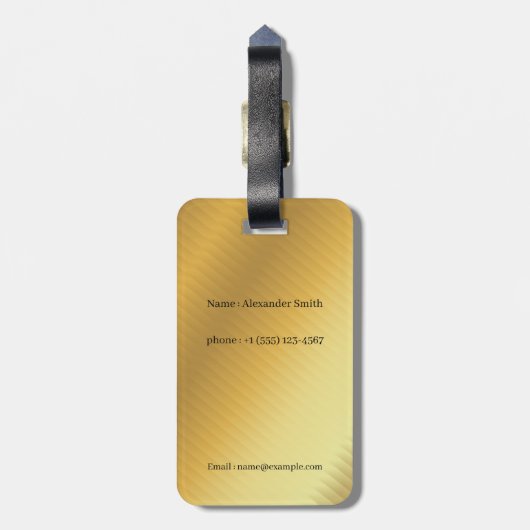 Luxury Gold Gradient Custom Photo & Name  ラゲッジタグ (裏面縦)