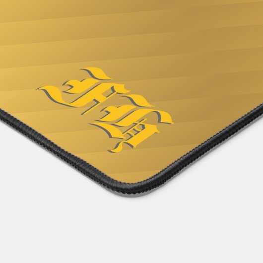 Luxury Gold Gradient Gothic Monogram Executive  デスクマット (コーナー)
