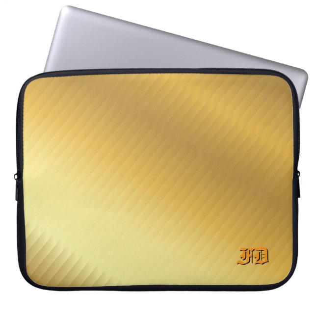 Luxury Gold Gradient Monogram Personalized ラップトップスリーブ (正面)