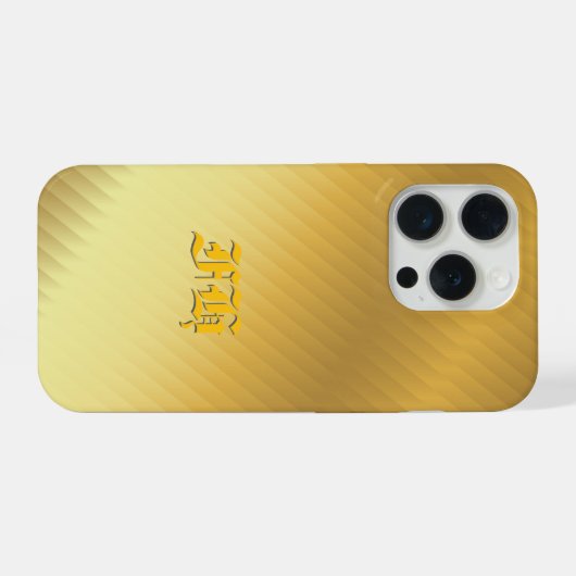 Luxury Gold Gradient Pattern Monogram Gothic Initi iPhoneケース (裏面横)