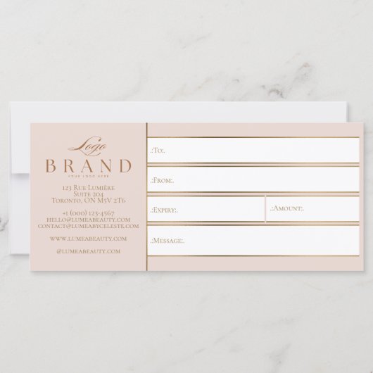 Luxury Gold Hair Salon Studio Gift Certificate (裏面)