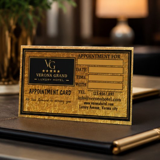 Luxury Gold Hotel Appointment Card  予約カード