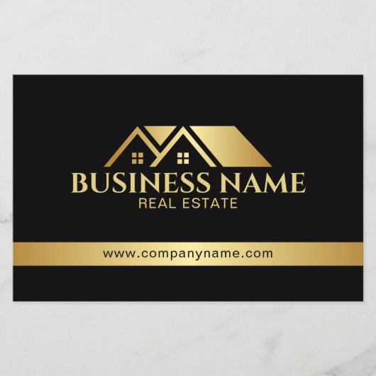 Luxury Gold House Real Estate QR Code Black チラシ (正面)