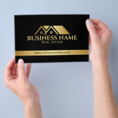 Luxury Gold House Real Estate QR Code Black チラシ (ハンドル)