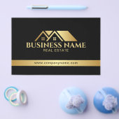 Luxury Gold House Real Estate QR Code Black チラシ (シングル)