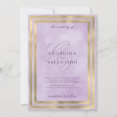 Luxury gold lavender monogram initials wedding 招待状 (正面)