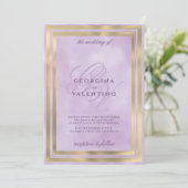 Luxury gold lavender monogram initials wedding 招待状 (スタンド正面)