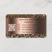 Luxury Gold Leopard Print QR Code 名刺 (裏面)