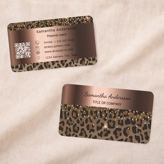 Luxury Gold Leopard Print QR Code 名刺