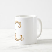 Luxury Gold Letter C Monogram with Crown & Lily Fl コーヒーマグカップ (正面右)