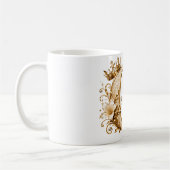 Luxury Gold Letter C Monogram with Crown & Lily Fl コーヒーマグカップ (左)