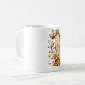 Luxury Gold Letter D Monogram with Crown & Lily Fl コーヒーマグカップ (正面左)