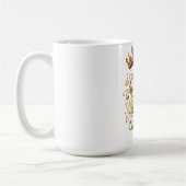 Luxury Gold Letter E Monogram with Crown & Lily Fl コーヒーマグカップ (左)