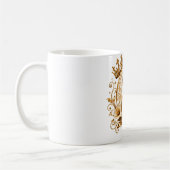 Luxury Gold Letter G Monogram with Crown & Lily Fl コーヒーマグカップ (左)