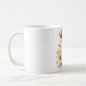 Luxury Gold Letter J Monogram with Crown & Lily Fl コーヒーマグカップ (左)