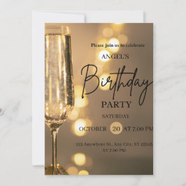 Luxury Gold Lights Birthday Invitation サンキューカード