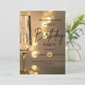 Luxury Gold Lights Birthday Invitation サンキューカード (スタンド正面)