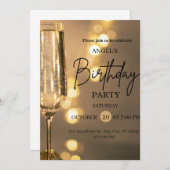 Luxury Gold Lights Birthday Invitation サンキューカード (正面/裏面)