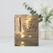Luxury Gold Lights Birthday Invitation ポストカード (スタンド正面)