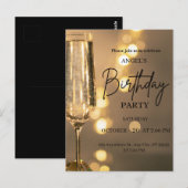 Luxury Gold Lights Birthday Invitation ポストカード (正面/裏面)