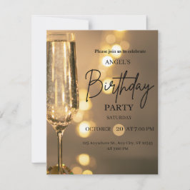 Luxury Gold Lights Birthday Invitation 招待状