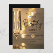 Luxury Gold Lights Birthday Invitation 招待状 (正面/裏面)