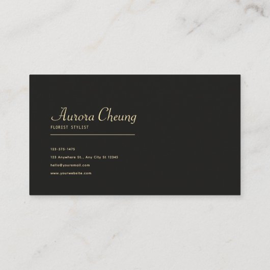 Luxury Gold Line Art Rose Floral Midnight Black 名刺 (裏面)