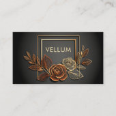 Luxury Gold Line Art Rose Floral Midnight Black 名刺 (正面)