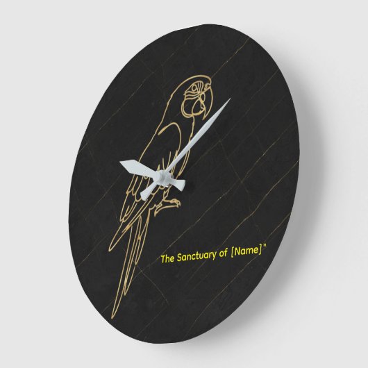 Luxury Gold Macaw Parrot Marble Clock ラージ壁時計 (傾斜)