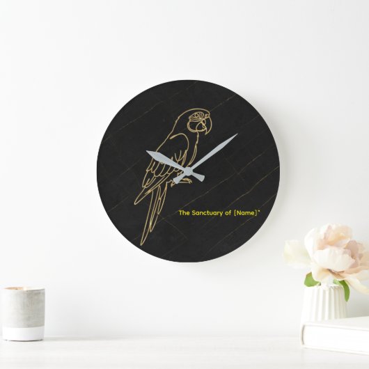 Luxury Gold Macaw Parrot Marble Clock ラージ壁時計 (ホーム)