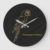 Luxury Gold Macaw Parrot Marble Clock ラージ壁時計 (正面)