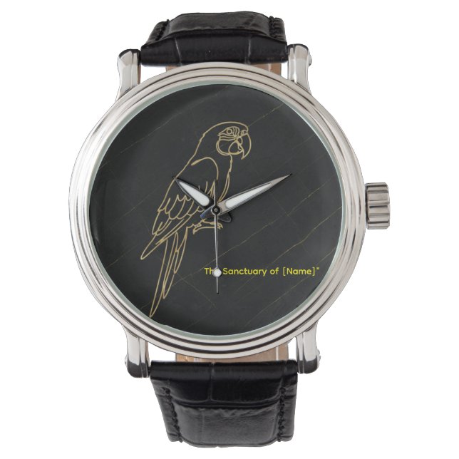 Luxury Gold Macaw Parrot Marble Wristwatch 腕時計 (正面)