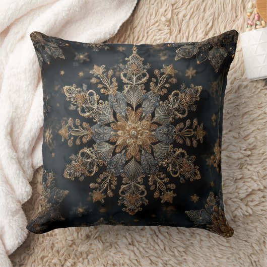 Luxury Gold Mandala Throw Pillow クッション (ブランケット)