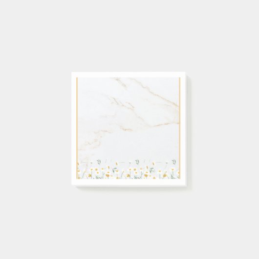 Luxury Gold Marble Daisy Post-it Notes Block ポストイット (正面)