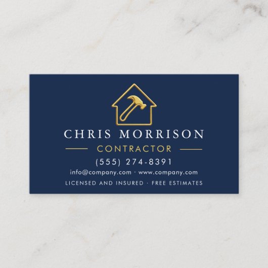 Luxury Gold Metal Contractor QR Code 名刺 (正面)