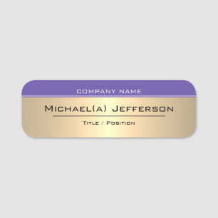 Luxury Gold Metallic & Elegant Blue Tinged Purple 名札