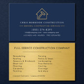 Luxury Gold Metallic Navy Blue Construction 名刺