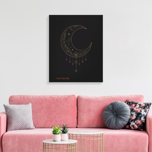 Luxury Gold Minimalist Moon Canvas Art キャンバスプリント (インサイチュ (リビング))
