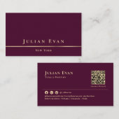 Luxury Gold Minimalistic Burgundy Wine Classy 名刺 (正面/裏面)