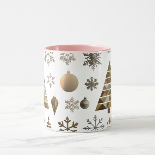 Luxury Gold Mosaic Geometric Tree Combo Mug  マグカップ (中央)