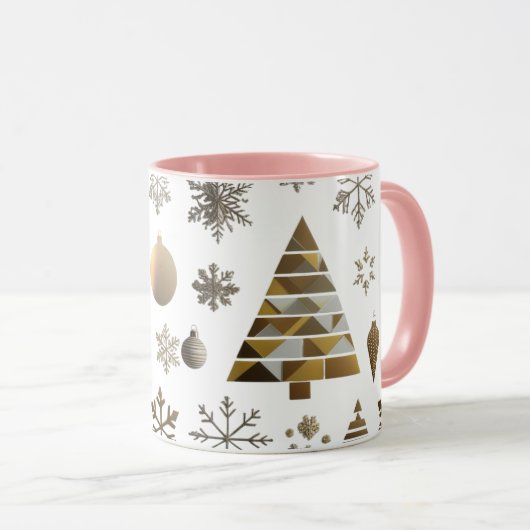 Luxury Gold Mosaic Geometric Tree Combo Mug  マグカップ (正面右)
