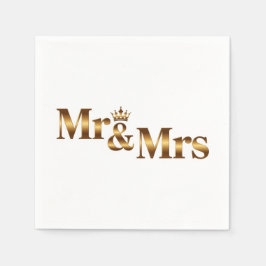Luxury Gold Mr & Mrs Wedding Sign | Elegant Bridal スタンダードカクテルナプキン