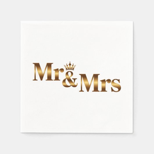 Luxury Gold Mr & Mrs Wedding Sign | Elegant Bridal スタンダードカクテルナプキン (正面)