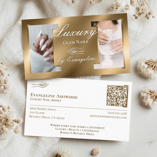 Luxury Gold Nail Technician Artist Salon Photos 名刺