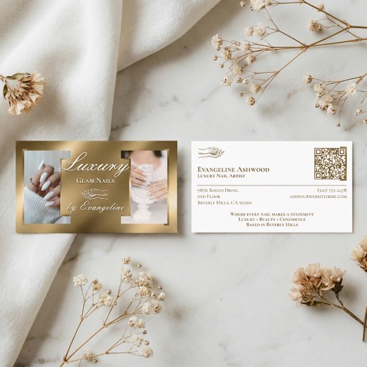 Luxury Gold Nail Technician Artist Salon Photos 名刺