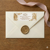 Luxury Gold Ornate Baroque Gilded Monogram Wedding ラベル