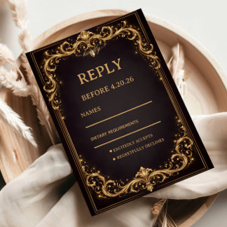 Luxury Gold Ornate Sparkle 出欠カード