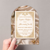 Luxury Gold Ornate Wedding Invitation アクリル招待状 (インサイチュ (ポータブル))